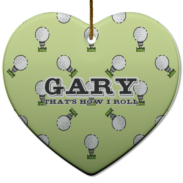 Custom Golf Heart Ceramic Ornament w/ Name or Text