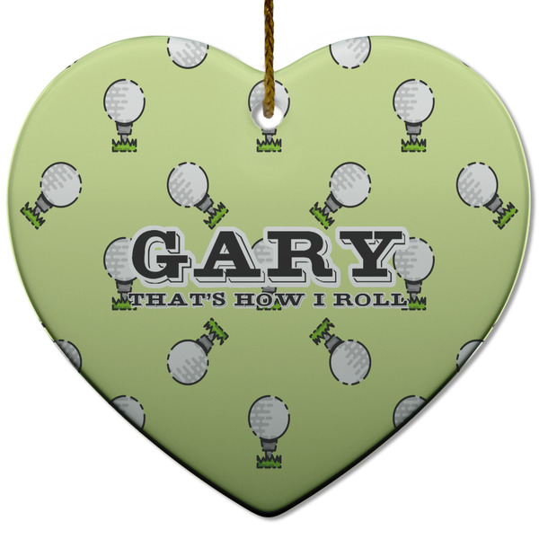 Golf Ceramic Flat Ornament - Heart (Front)