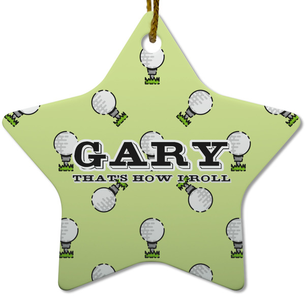 Golf Ceramic Flat Ornament - Star (Front)