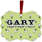 Golf Metal Frame Ornament - Double Sided w/ Name or Text
