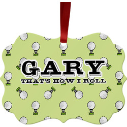 Golf Metal Frame Ornament - Double Sided w/ Name or Text