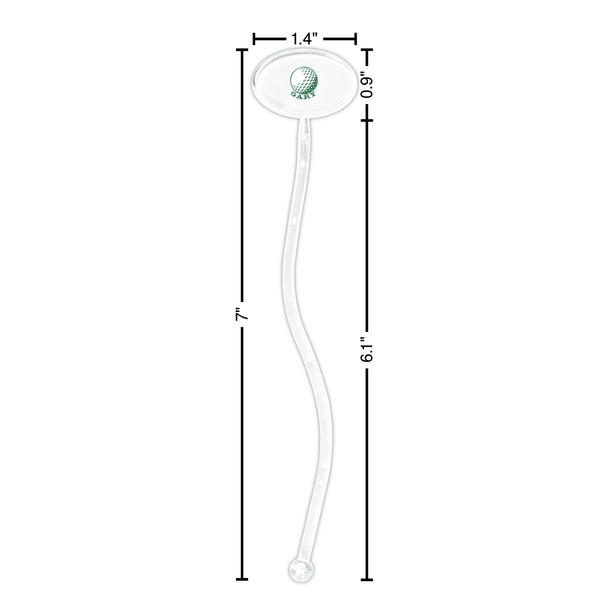 Golf Clear Plastic 7" Stir Stick - Oval - Dimensions