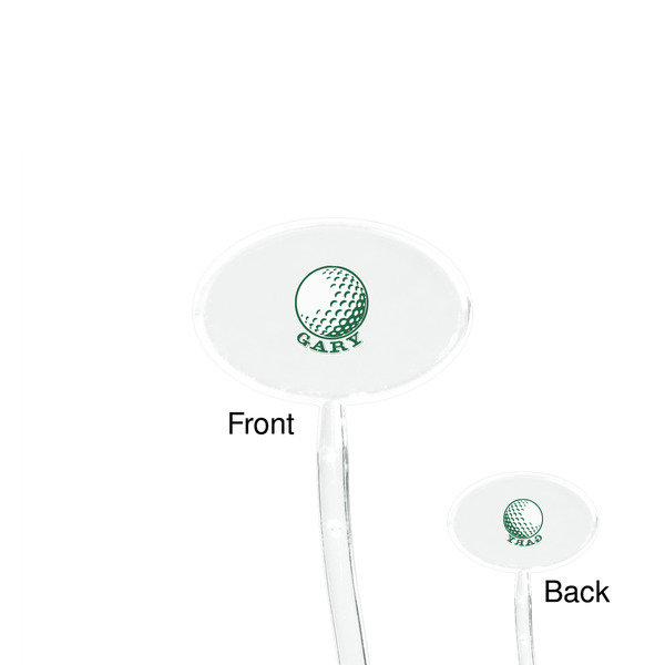 Golf Clear Plastic 7" Stir Stick - Oval - Front & Back
