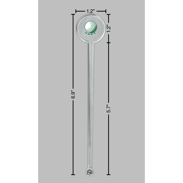 Golf Clear Plastic 7" Stir Stick - Round - Dimensions