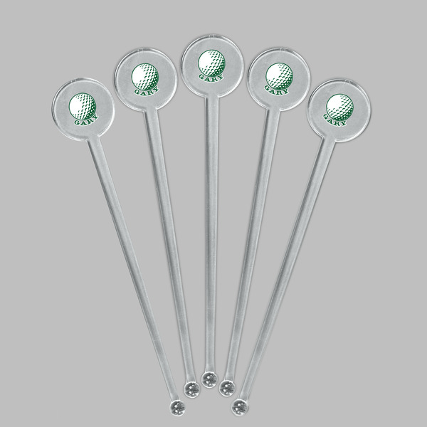 Golf Clear Plastic 7" Stir Stick - Round - Fan View