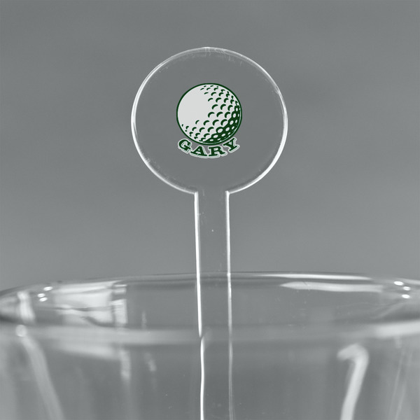 Custom Golf 7" Round Plastic Stir Sticks - Clear (Personalized)