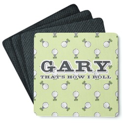 Golf Square Rubber Backed Coasters - Set of 4 (Personalized)