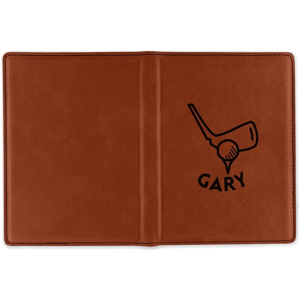 Golf Cognac Leather Passport Holder Outside Single Sided - Apvl
