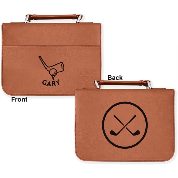 Golf Cognac Leatherette Bible Covers - Large Double Sided Apvl