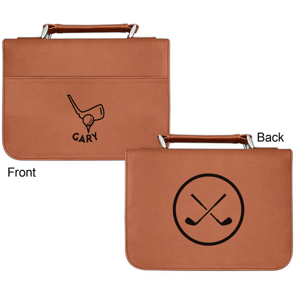 Golf Cognac Leatherette Bible Covers - Small Double Sided Apvl