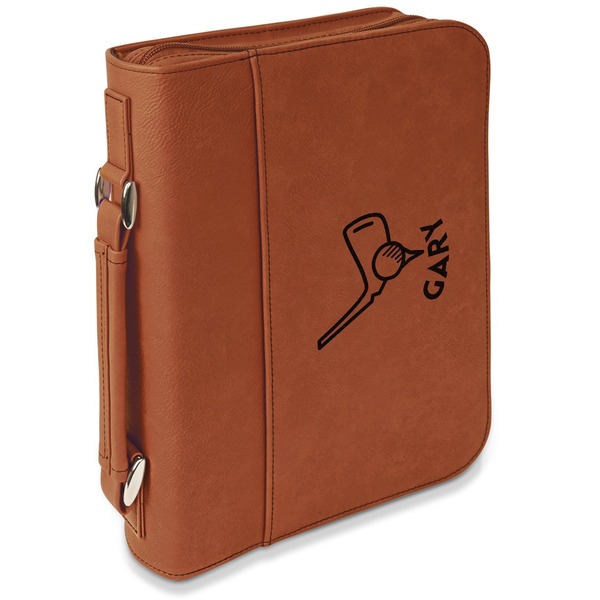 Custom Golf Leatherette Bible Cover with Handle & Zipper - Large- Single Sided (Personalized)