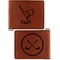 Golf Cognac Leatherette Bifold Wallets - Front and Back