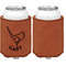 Golf Cognac Leatherette Can Sleeve - Single Sided Front and Back