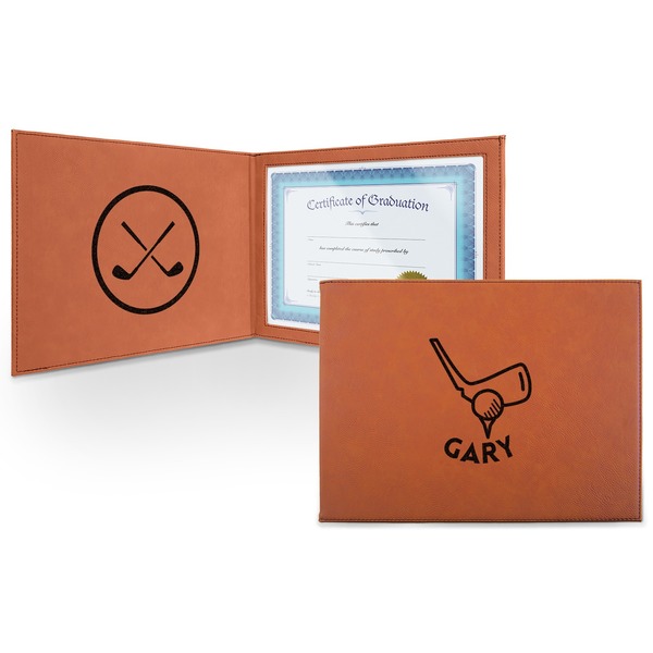 Custom Golf Leatherette Certificate Holder - Front and Inside (Personalized)