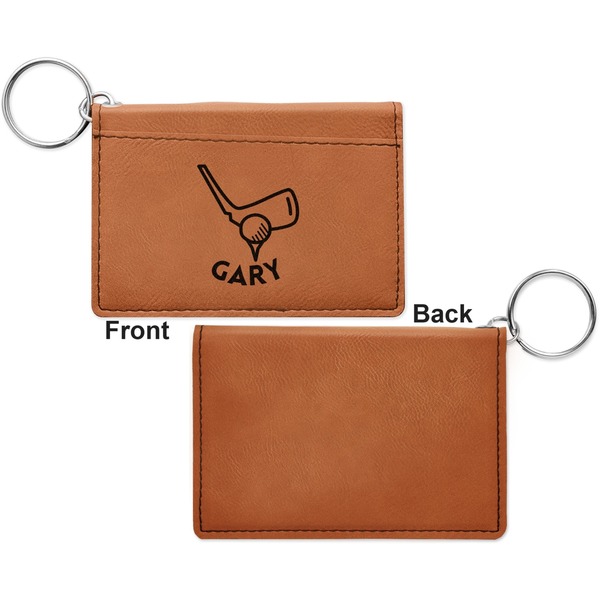 Golf Cognac Leatherette Keychain ID Holders - Front Apvl