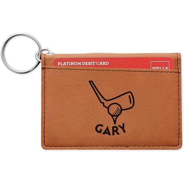 Custom Golf Leatherette Keychain ID Holder - Double Sided (Personalized)