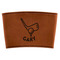 Golf Cognac Leatherette Mug Sleeve - Flat