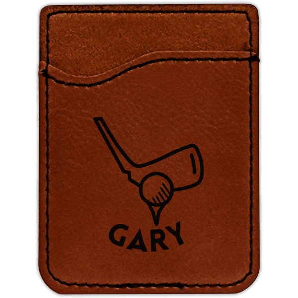 Golf Cognac Leatherette Phone Wallet close up