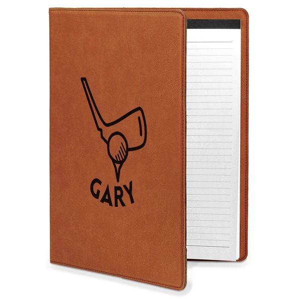 Custom Golf Leatherette Portfolio with Notepad - Large - Single Sided (Personalized)