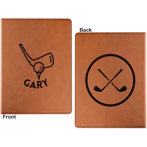 Golf Cognac Leatherette Portfolios with Notepad - Small - Double Sided- Apvl