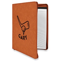Golf Leatherette Zipper Portfolio with Notepad - Single Sided (Personalized)