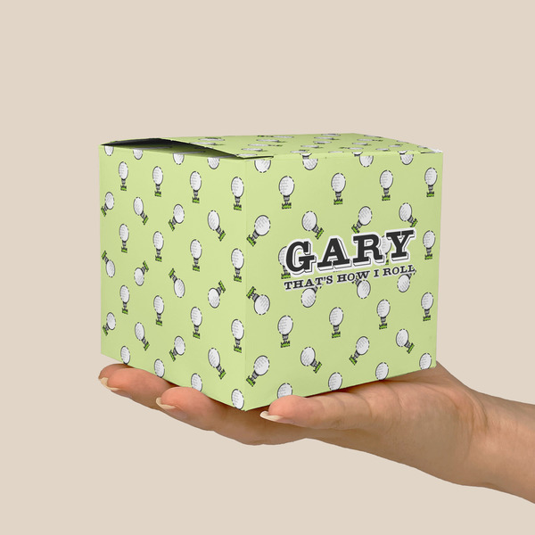Golf Cube Favor Gift Box - On Hand - Scale View