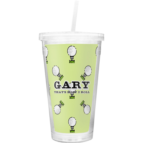Custom Golf Double Wall Tumbler with Straw (Personalized)