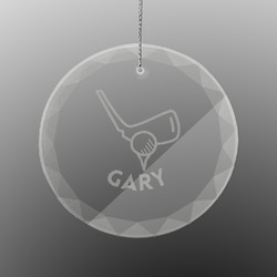 Golf Engraved Glass Ornament - Round (Personalized)