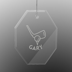 Golf Engraved Glass Ornament - Octagon (Personalized)
