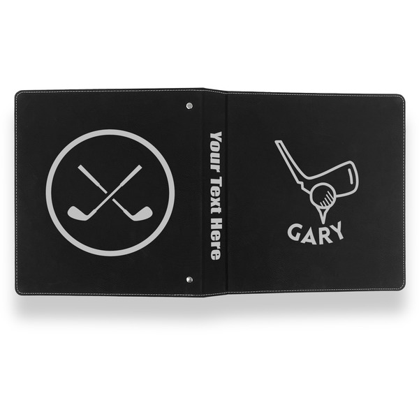 Golf Leather Binder - 1" - Black- Back Spine Front View