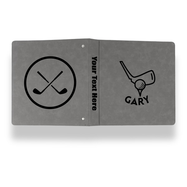 Golf Leather Binder - 1" - Grey - Back Spine Front View