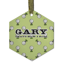 Golf Flat Glass Ornament - Hexagon w/ Name or Text