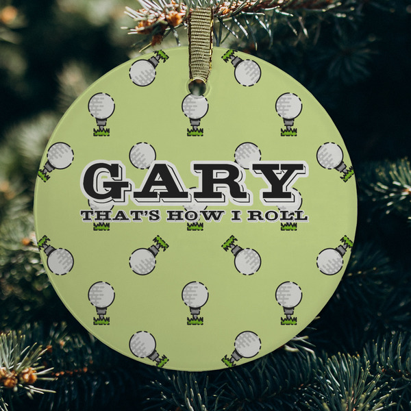Golf Frosted Glass Ornament - Round (Lifestyle)