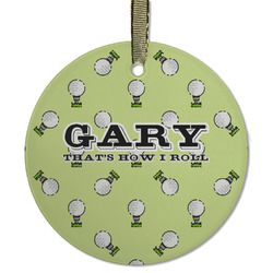 Golf Flat Glass Ornament - Round w/ Name or Text