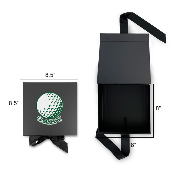 Golf Gift Boxes with Magnetic Lid - Black - Open & Closed