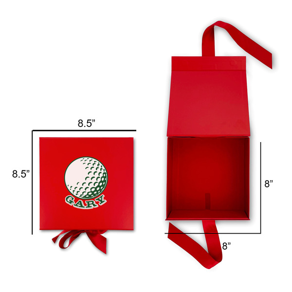 Golf Gift Boxes with Magnetic Lid - Red - Open & Closed