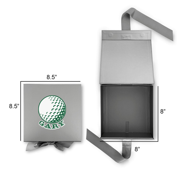 Golf Gift Boxes with Magnetic Lid - Silver - Open & Closed