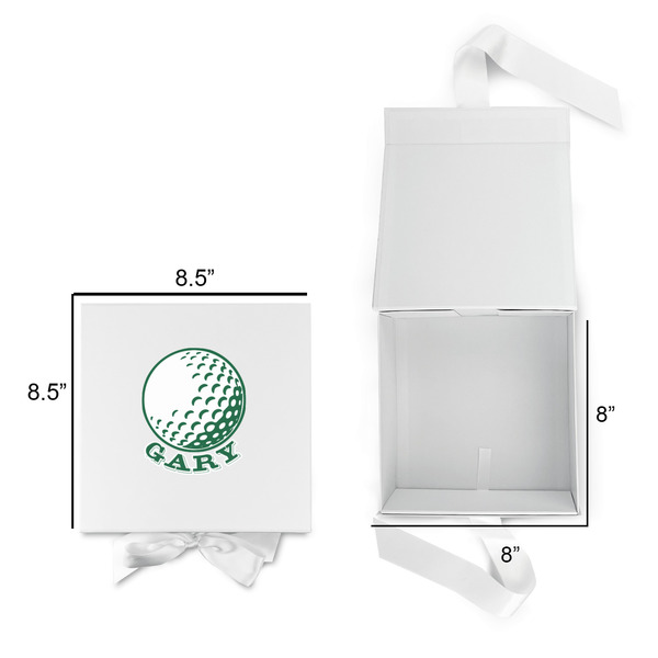 Golf Gift Boxes with Magnetic Lid - White - Open & Closed
