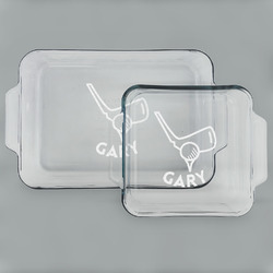 Golf Set of Glass Baking & Cake Dish - 13in x 9in & 8in x 8in (Personalized)