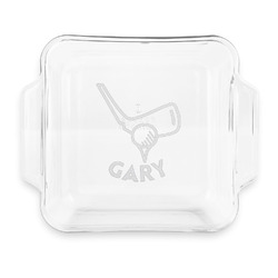 Golf Glass Cake Dish with Truefit Lid - 8in x 8in (Personalized)
