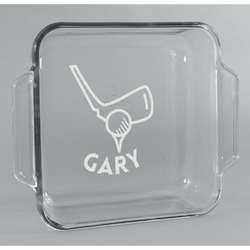 Golf Glass Cake Dish - 8in x 8in (Personalized)