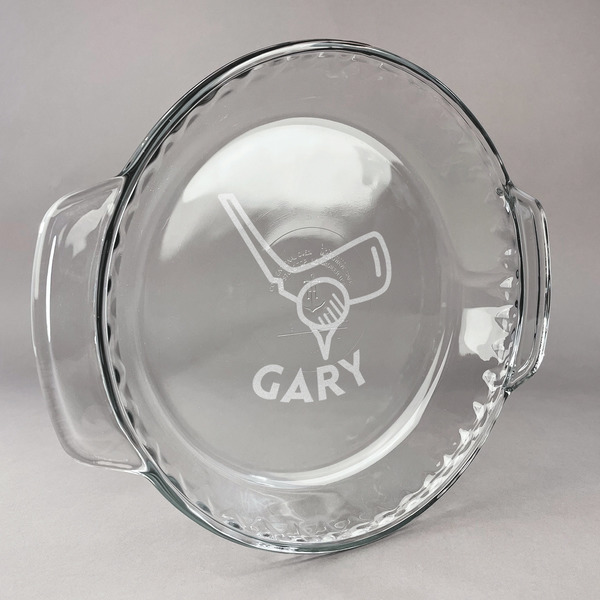 Custom Golf Glass Pie Dish - 9.5in Round (Personalized)