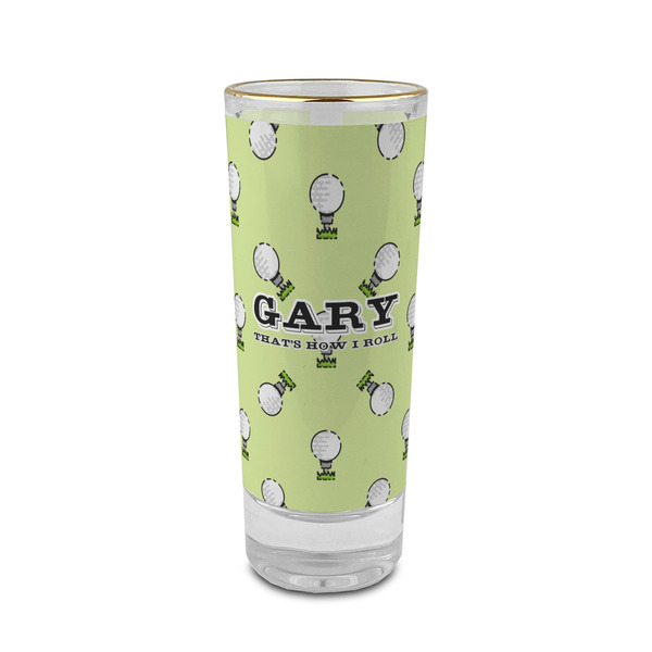 Custom Golf 2 oz Shot Glass - Glass with Gold Rim (Personalized)
