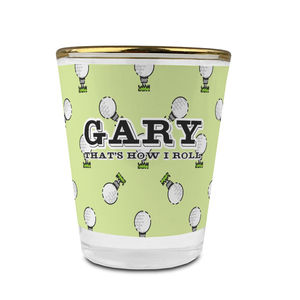 Custom Golf Glass Shot Glass - 1.5 oz - with Gold Rim - Single (Personalized)