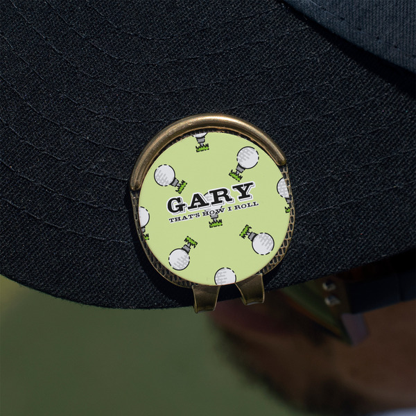 Golf Golf Ball Marker Hat Clip - Gold - On Hat