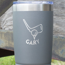 Golf 20 oz Stainless Steel Tumbler - Grey - Single Sided (Personalized)