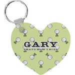 Golf Heart Plastic Keychain w/ Name or Text