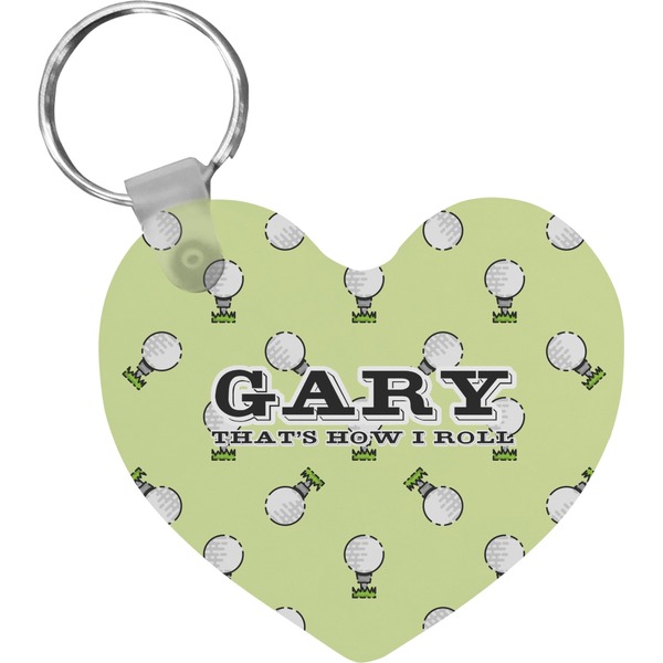 Custom Golf Heart Plastic Keychain w/ Name or Text