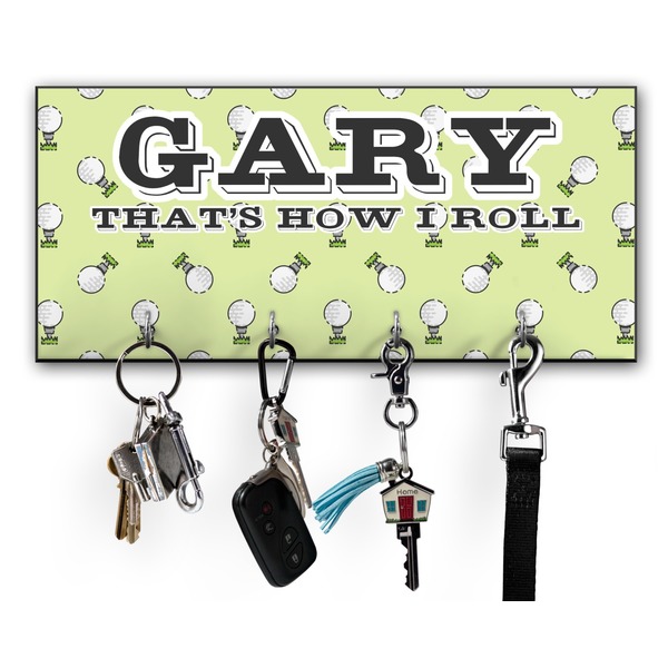 Custom Golf Key Hanger w/ 4 Hooks w/ Name or Text