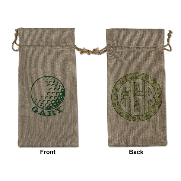 Custom Golf Large Burlap Gift Bag - Front & Back (Personalized)